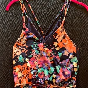 Vibrant high/low strappy floral dress